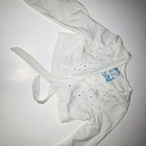 White long sleeve tied sweater